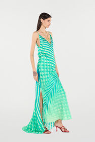 RC Kleid mit Optical-Glass-Print und Halskette Hellgrün UKT128-RYN47