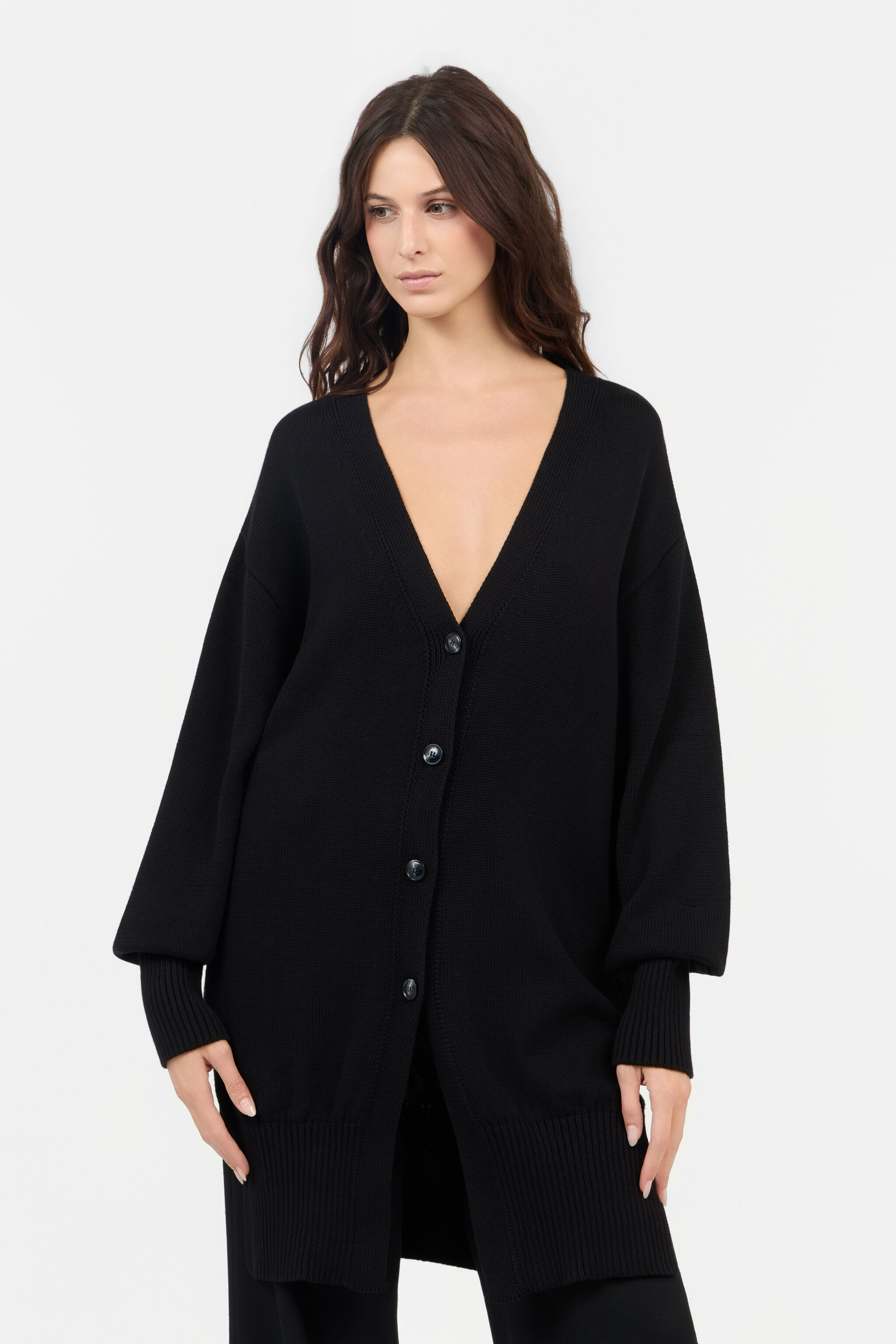 RC Black Long Cardigan With Button RC Black Long Cardigan With Button BLACK TOM90A-MG008