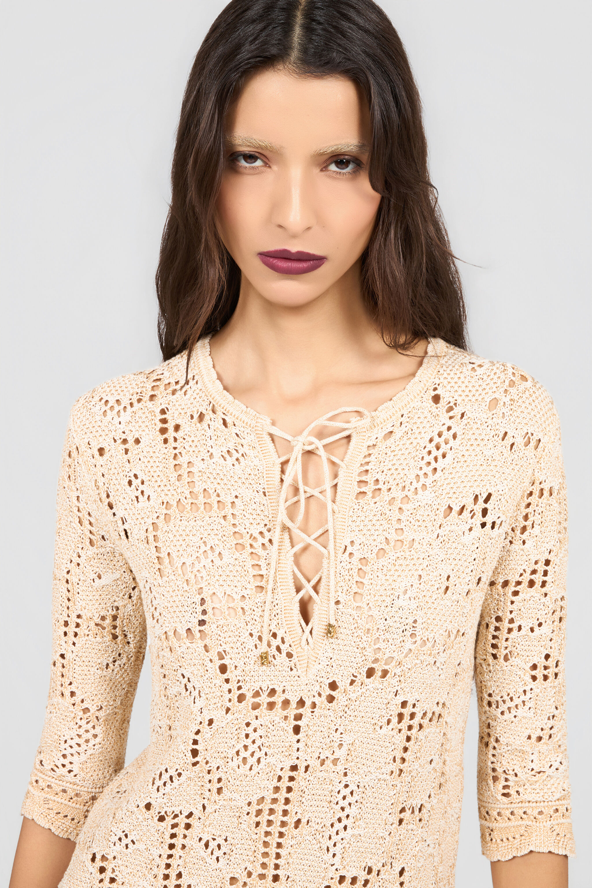 RC Cotton Dress in Jaguar Crochet Knit RC Cotton Dress in Jaguar Crochet Knit WHITE GOLD XQM102-MG023