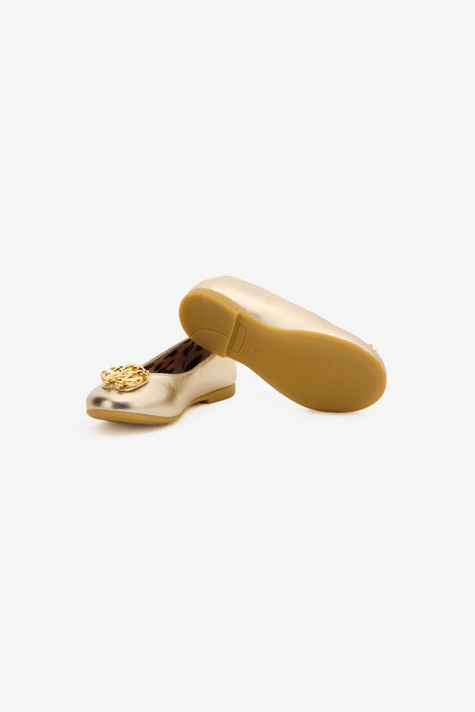 JU Ballet Flats With RC Monogram PLATINUM GOLD TJS01S-ZCJ03