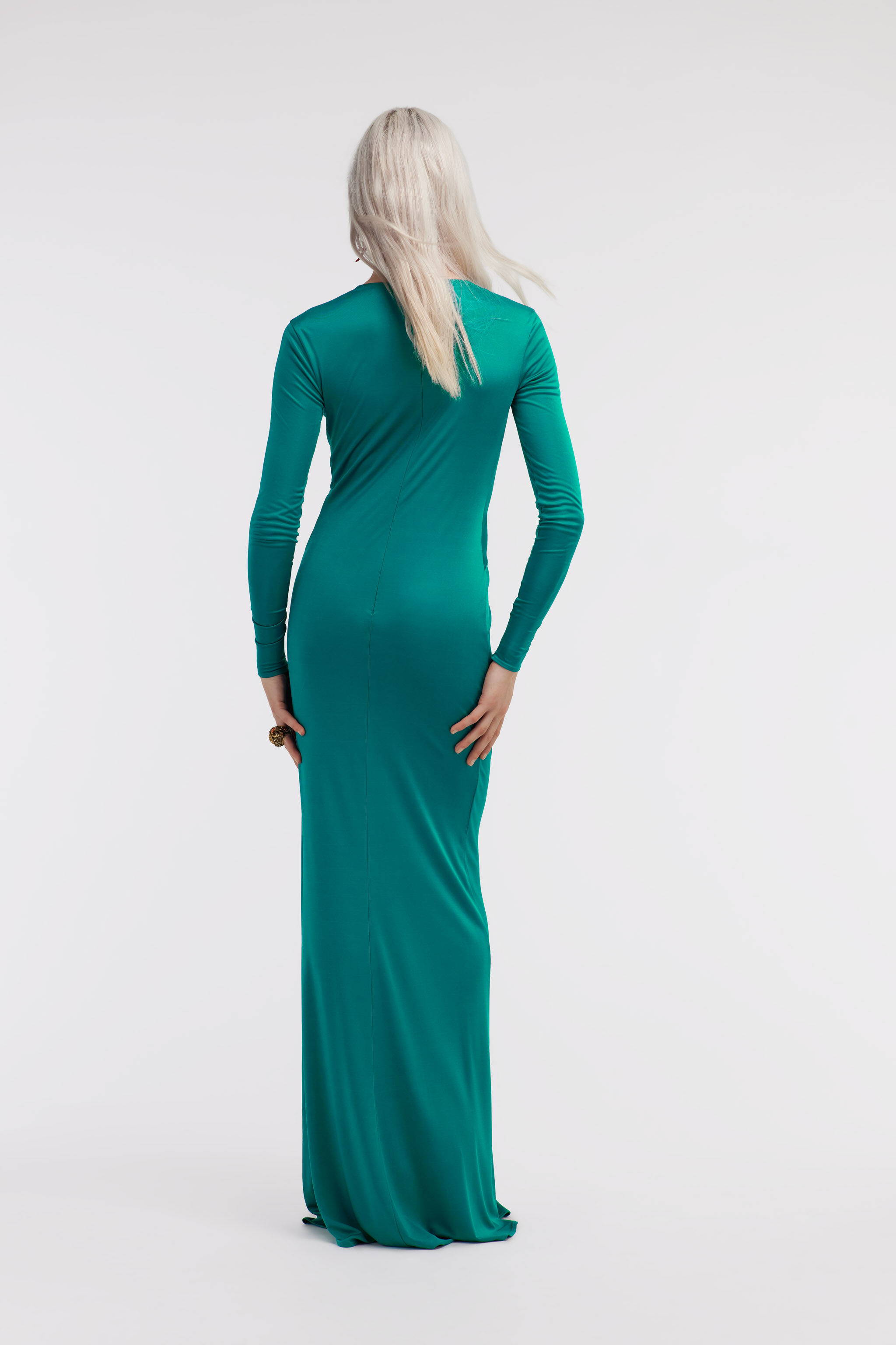 RC Emerald Green Knotted Maxi Dress Light blue SKT107-JJ036