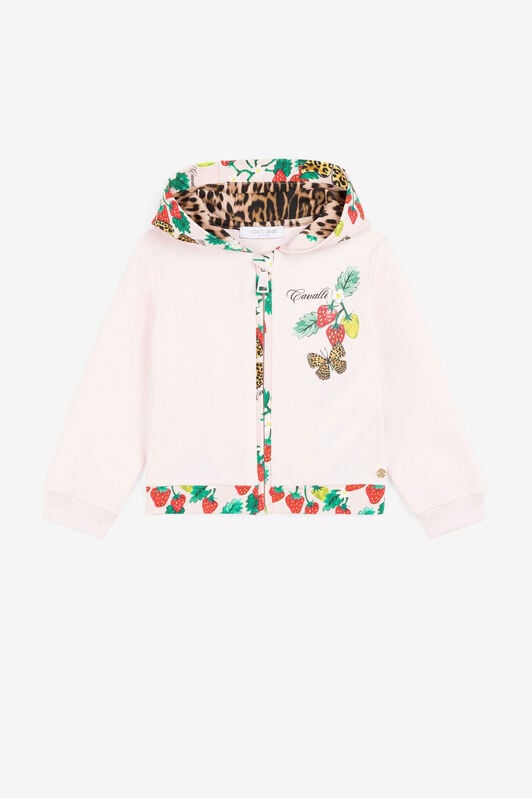 JU Butterfly And Strawberry-Print Zip Hoodie JU Butterfly And Strawberry-Print Zip Hoodie Pink QJT913-CF050