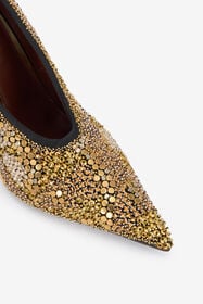 RC Gold Pointed-Toe Pumps ORO VWS008-FL13R
