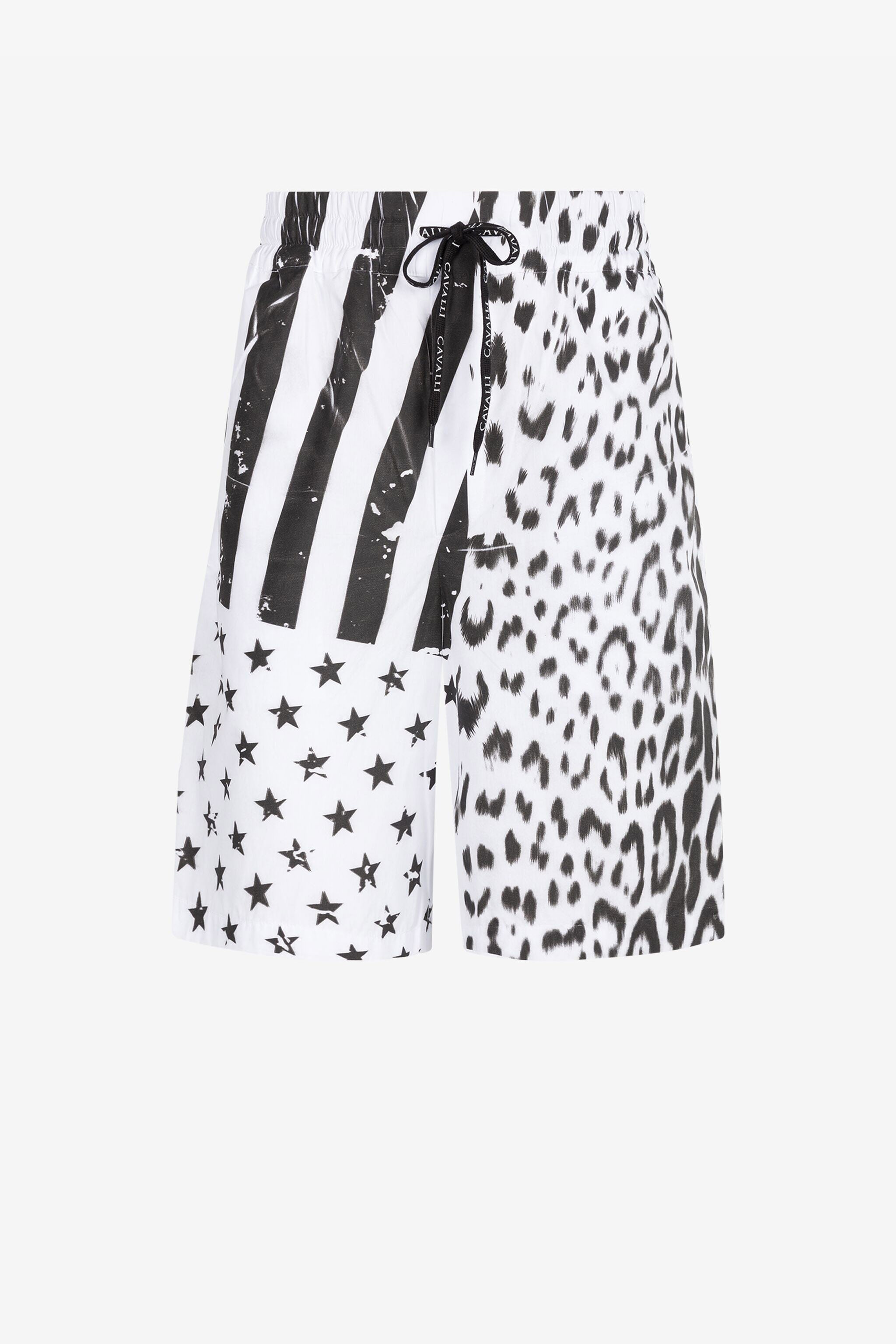 RC Leopard Flag-Print Track Shorts RC Leopard Flag-Print Track Shorts Black/White QRT224-CH061