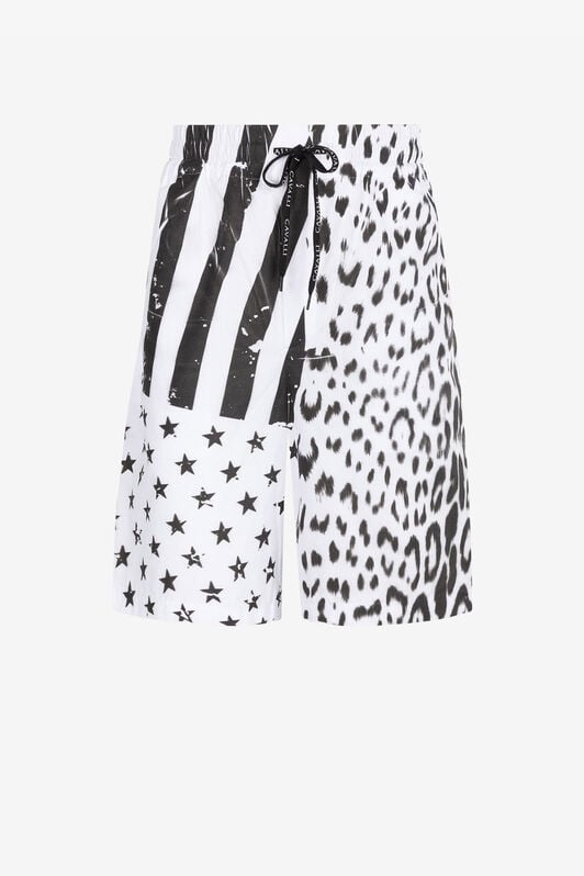 RC Leopard Flag-Print Track Shorts RC Leopard Flag-Print Track Shorts Black/White QRT224-CH061