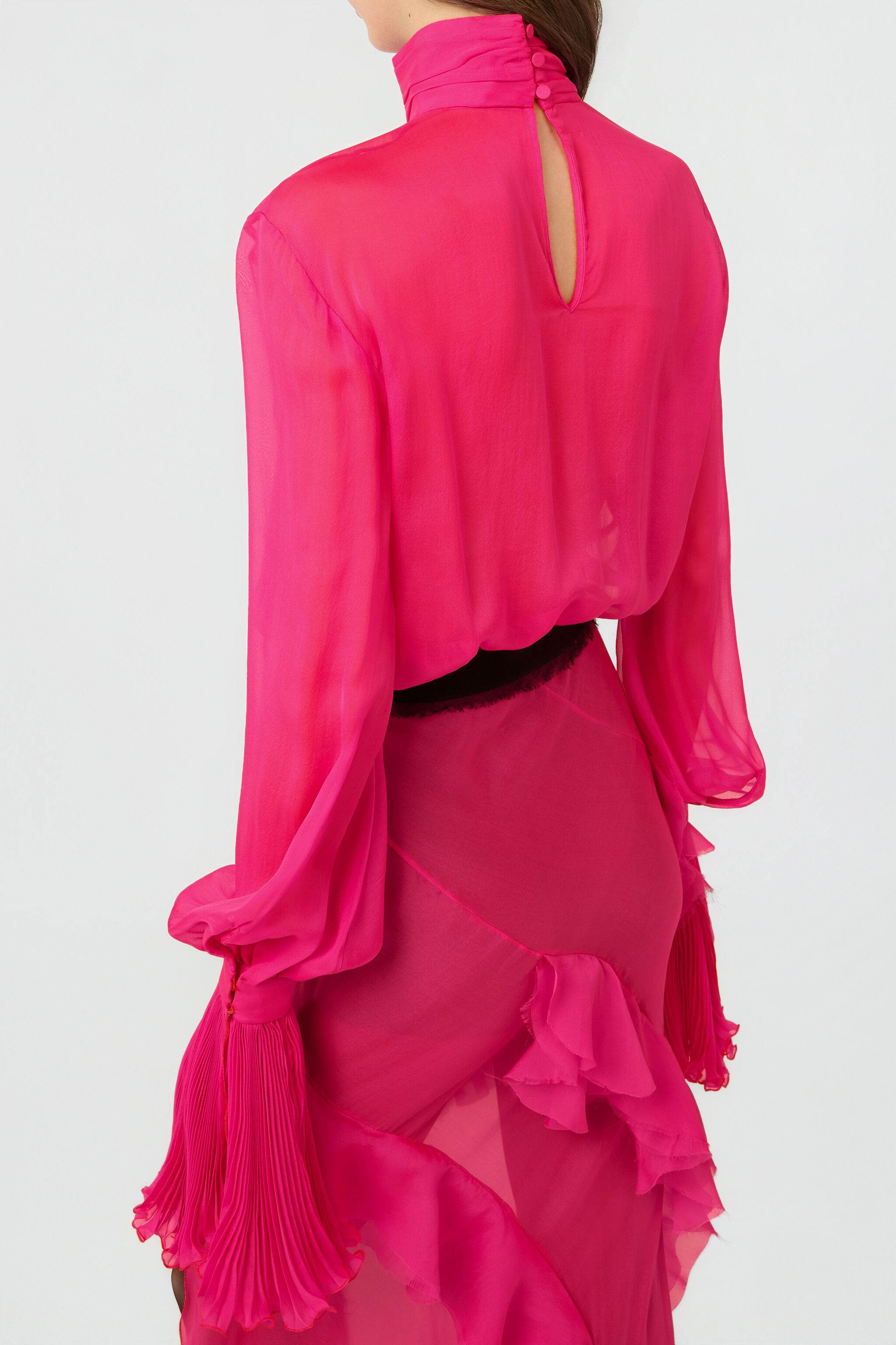 RC Abito In Chiffon Di Seta Rosa RC Abito In Chiffon Di Seta Rosa FUCHSIA XWT148-CC011