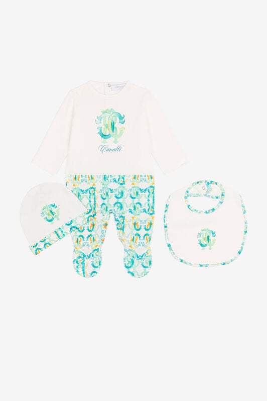 JU Monogram logo print babygrow set JU Monogram logo print babygrow set Light green QJT884-JV025