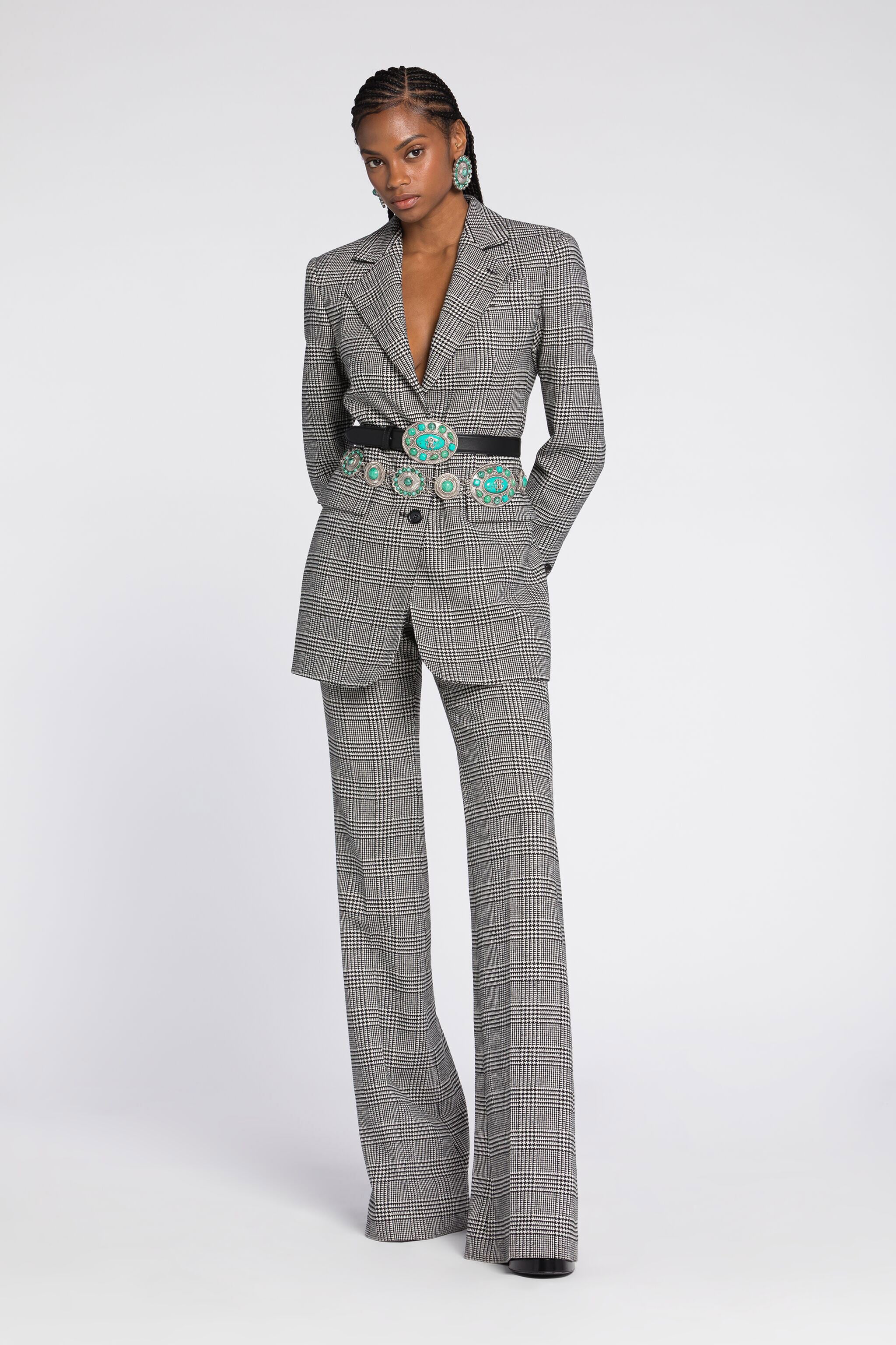 RC Houndstooth Single-Breasted Blazer RC Houndstooth Single-Breasted Blazer Black/White RKT405-GA007