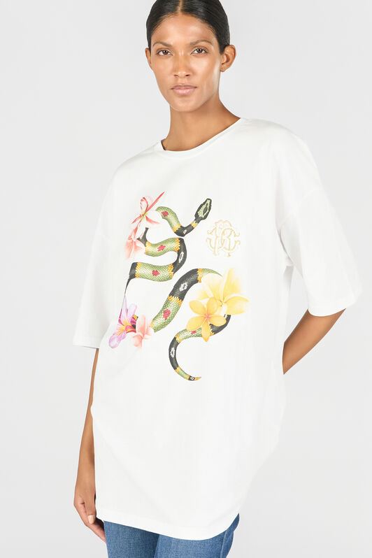 RC T-Shirt Mit Schlange Und Blumen Weiß OOT62A-JD060