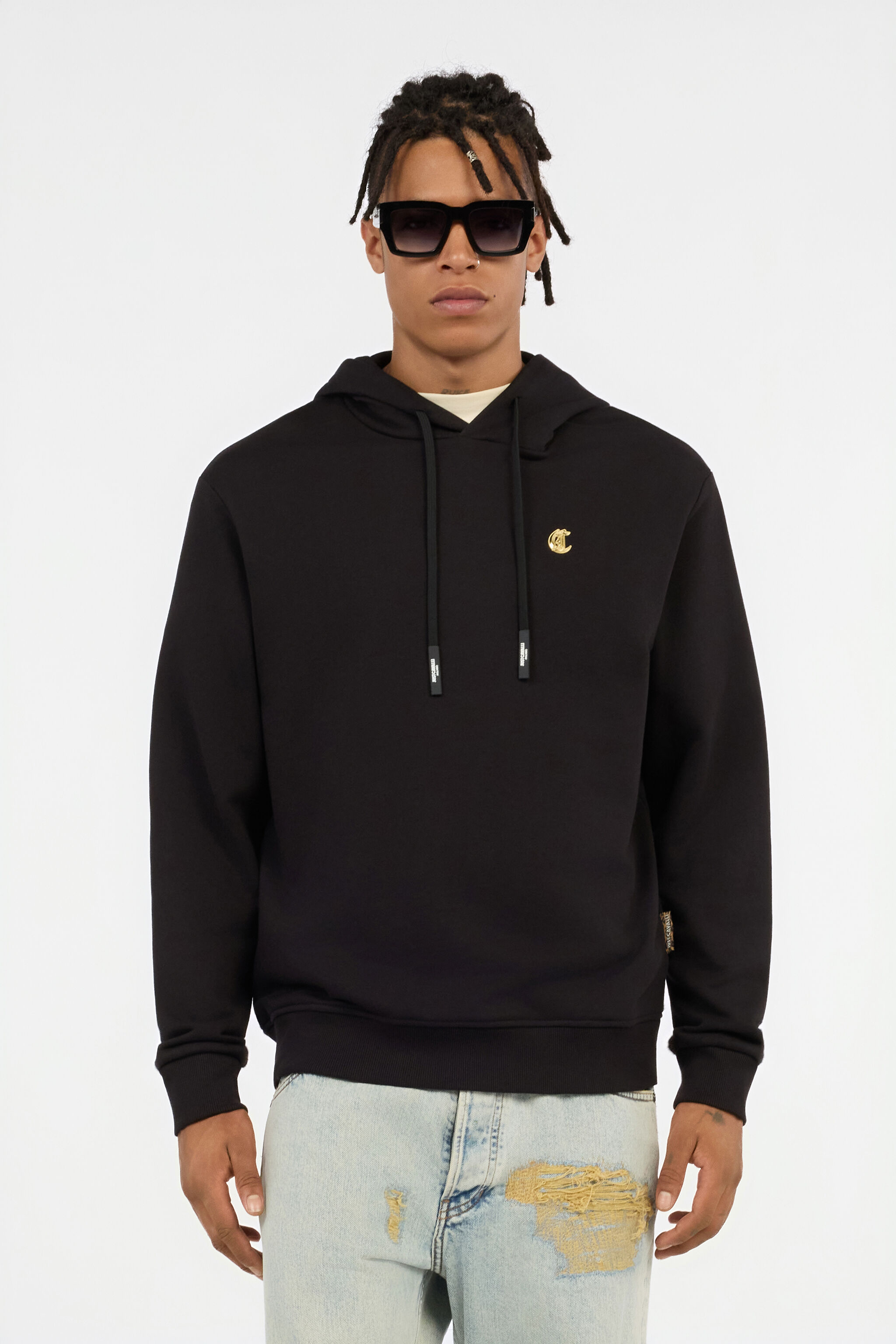 JC Black Hoodie Sweatshirt With C Logo JC Black Hoodie Sweatshirt With C Logo BLACK VFT092-VF136