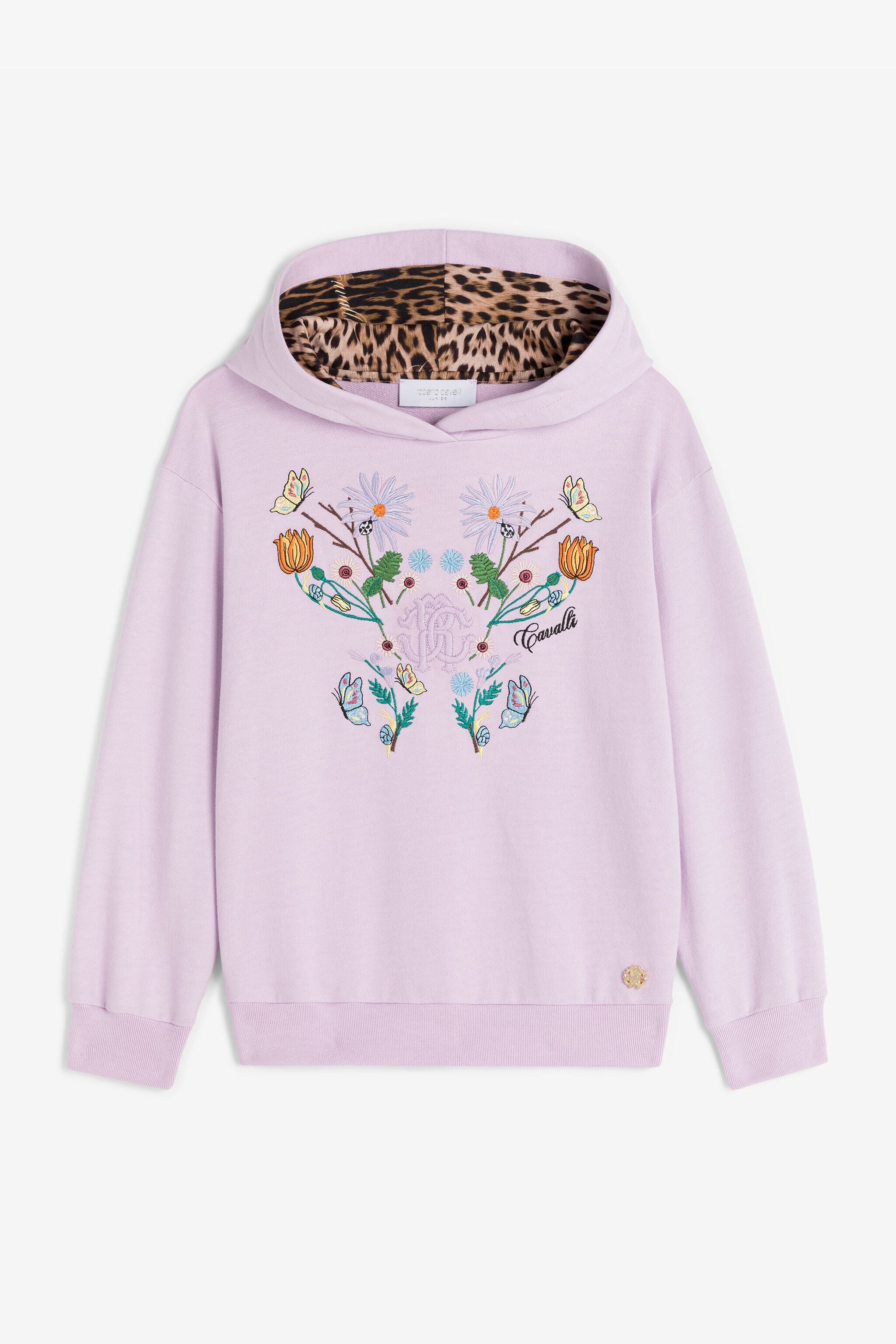 JU Floral-embroidered cotton hoodie JU Floral-embroidered cotton hoodie Purple RJT90U-CF050