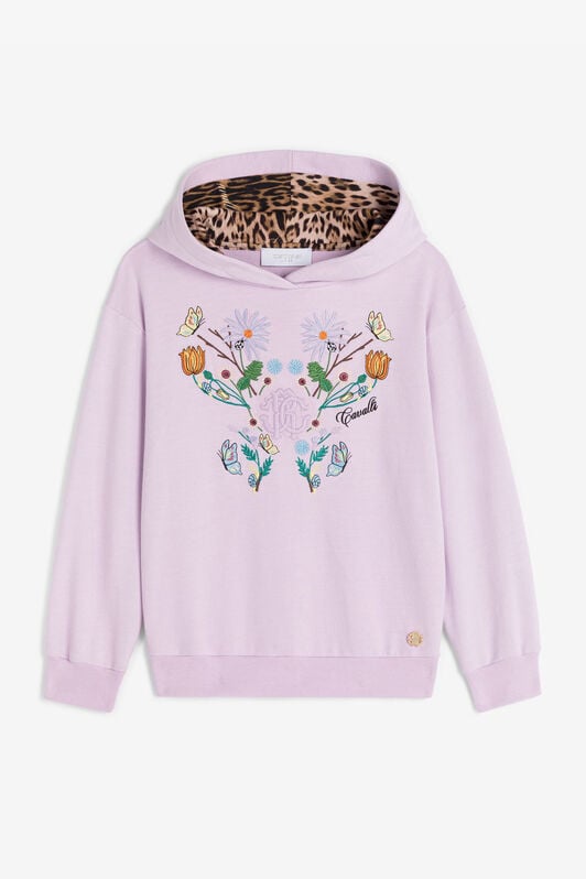 JU Floral-embroidered cotton hoodie JU Floral-embroidered cotton hoodie Purple RJT90U-CF050