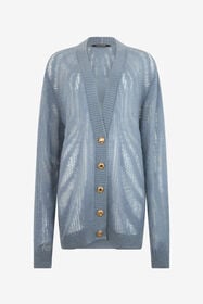 RC Knit Cardigan with Zebra Motif MID-BLUE XQM907-MA130