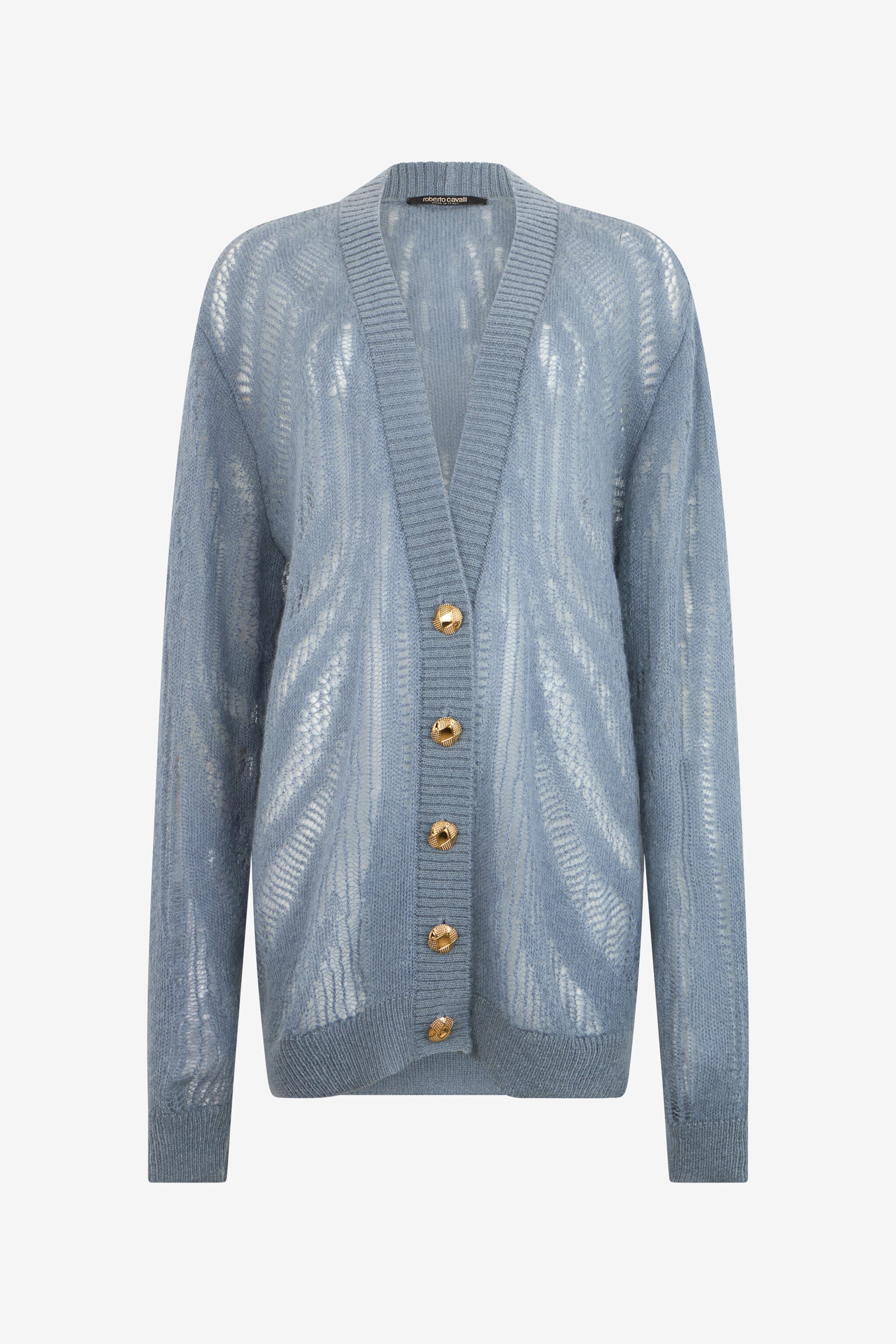 RC Knit Cardigan with Zebra Motif RC Knit Cardigan with Zebra Motif MID-BLUE XQM907-MA130