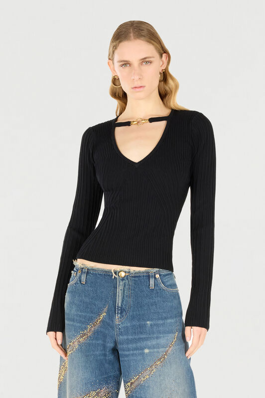 JC Sweater With Snake Head Charm JC Sweater With Snake Head Charm Black TFM024-TF149