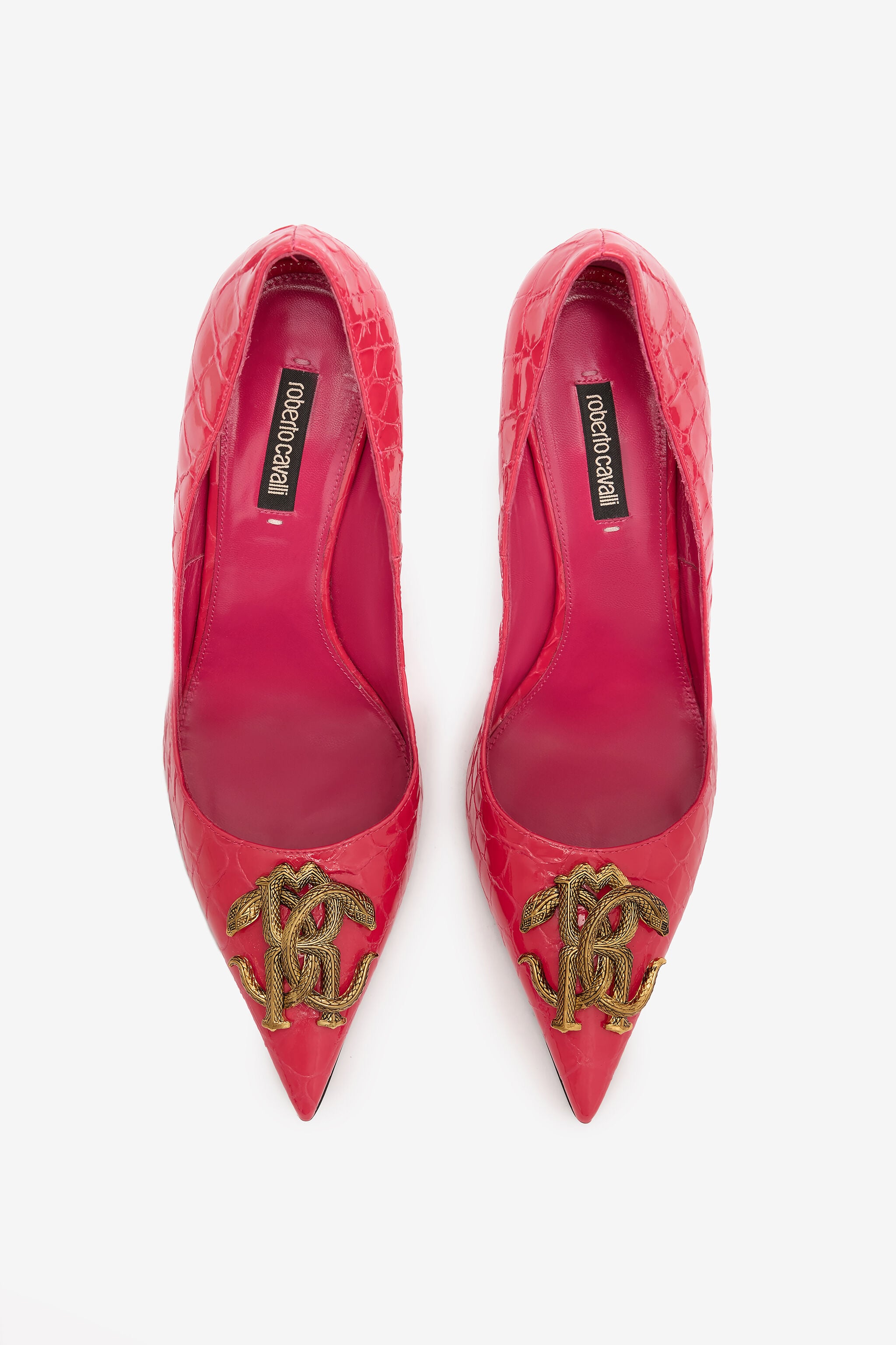 RC Crocodile-Effect Pumps With Mirror Snake Monogram RC Crocodile-Effect Pumps With Mirror Snake Monogram Fuchsia UKS011-PZV97