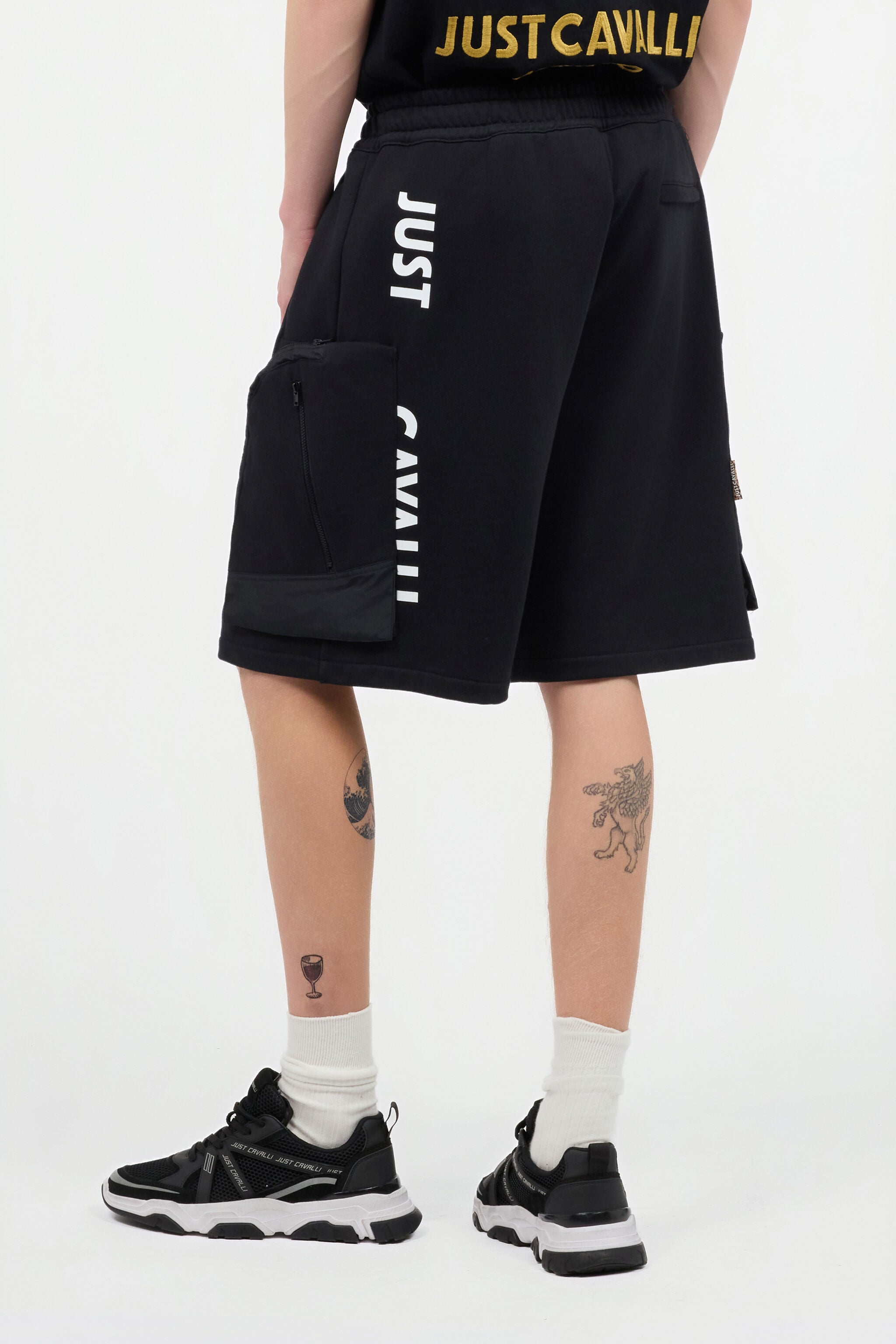 JC Pantalones Cortos Con Maxibolsillos Y Logotipo JC Pantalones Cortos Con Maxibolsillos Y Logotipo Negro UFT008-UF028