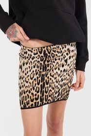 RC Miniskirt With Jaguar Skin Print Brown VKM308-MI009