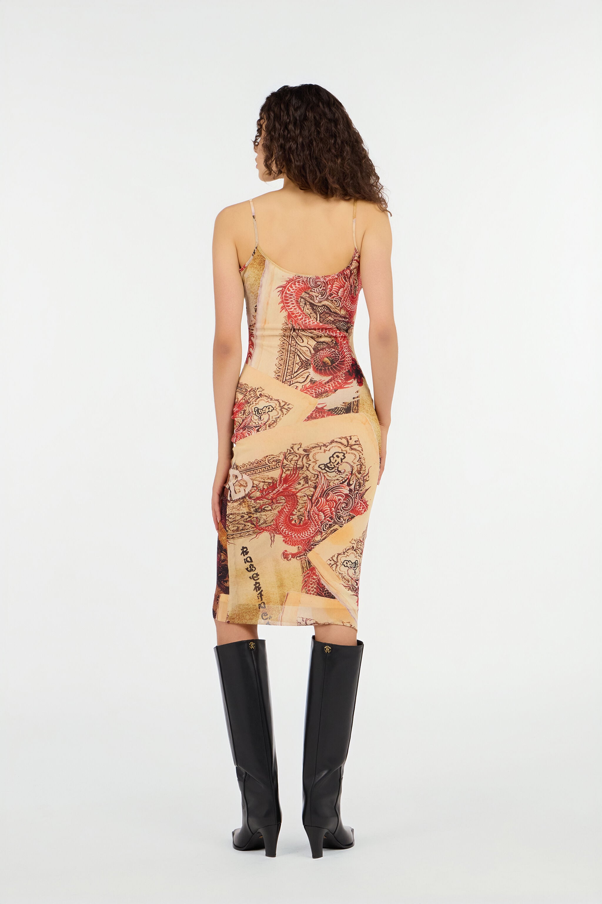 RC Sheath Dress With Oriental Print NATURALE/ROSSO VQT10F-TLQ00