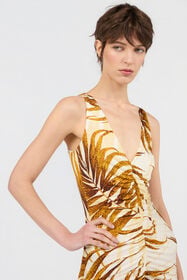 JC Golden Palm Print Mini Dress DAFFODIL WFT293-WF691