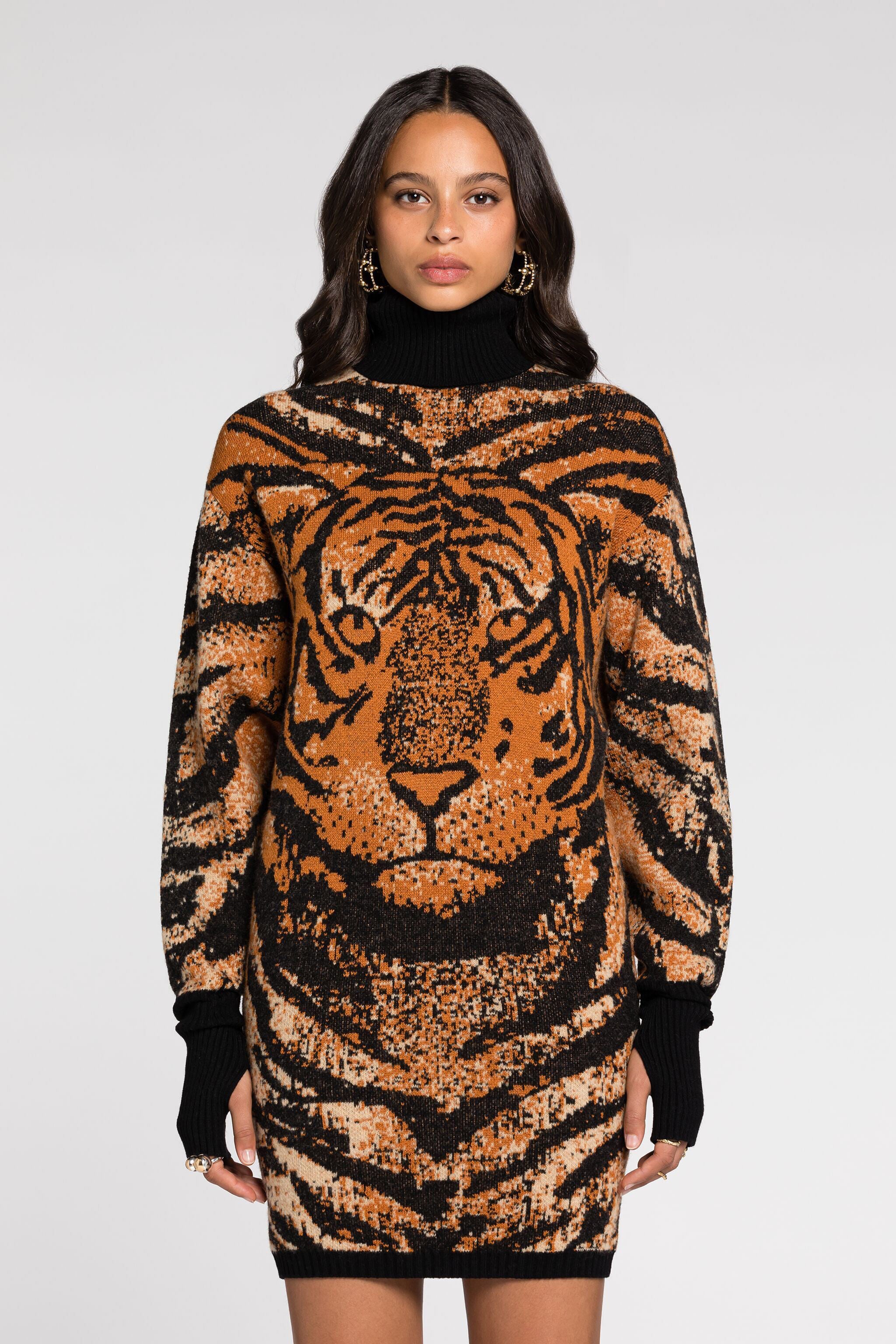 RC Kleid mit Tigermuster RC Kleid mit Tigermuster Orange RKM109-MA006