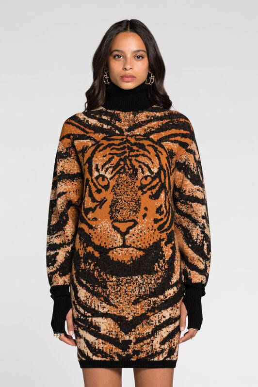 RC Kleid mit Tigermuster RC Kleid mit Tigermuster Orange RKM109-MA006