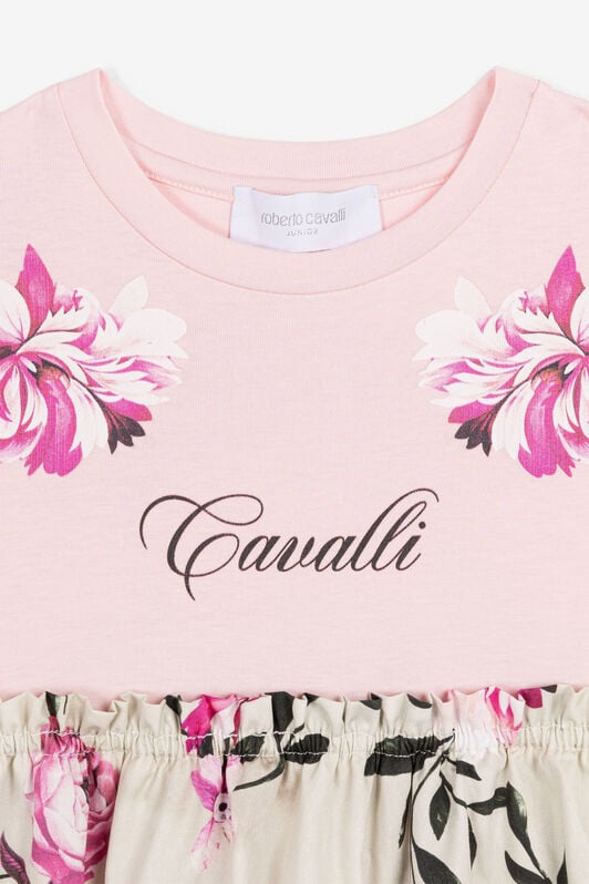JU Flower And Logo-Print Dress JU Flower And Logo-Print Dress Pink OJT166-ISA2J