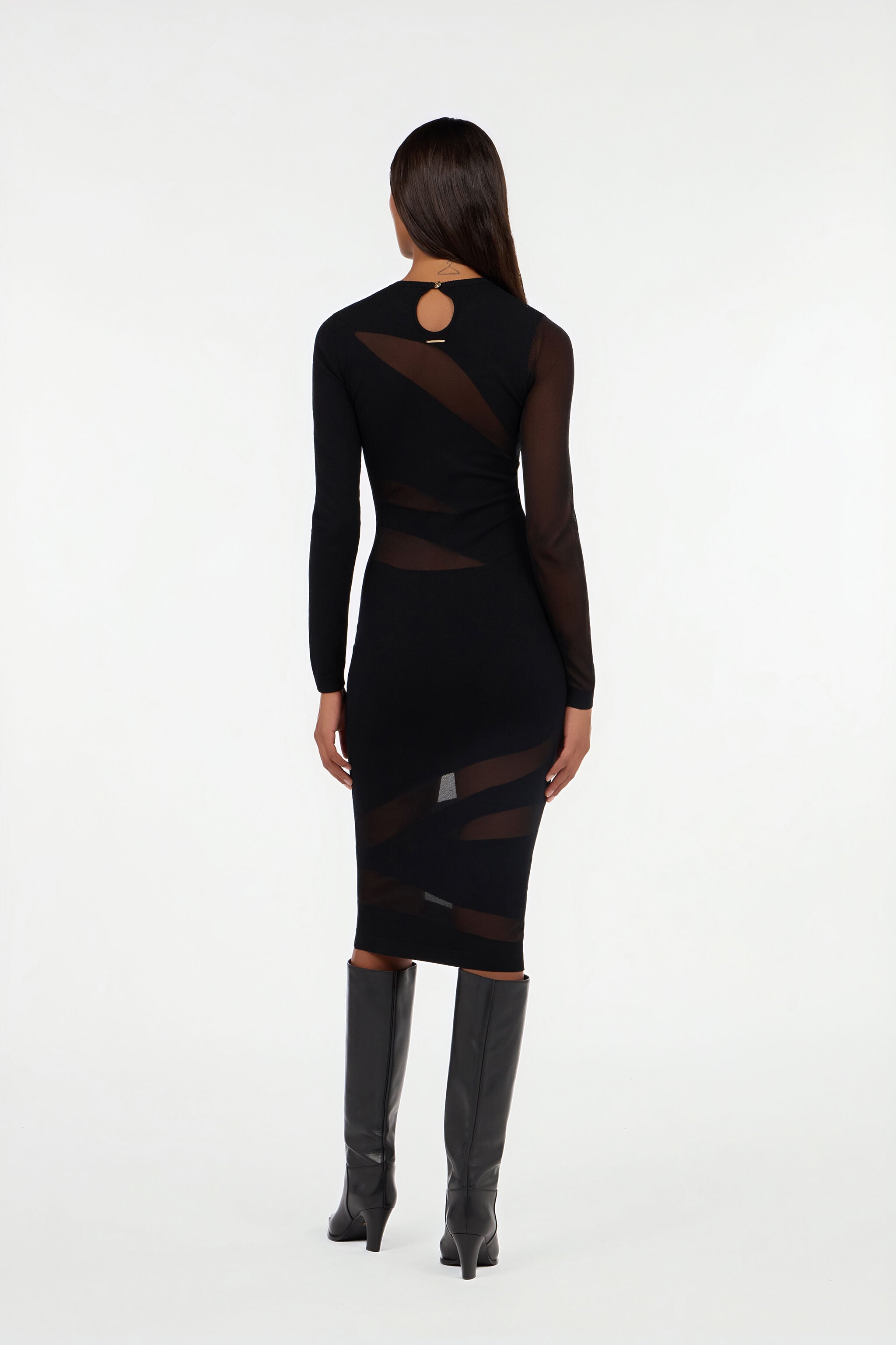 JC Midi dress in black with two-tone pattern JC Midi dress in black with two-tone pattern BLACK VFT259-VF406