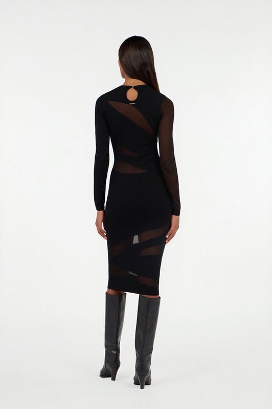 JC Midi dress in black with two-tone pattern JC Midi dress in black with two-tone pattern BLACK VFT259-VF406