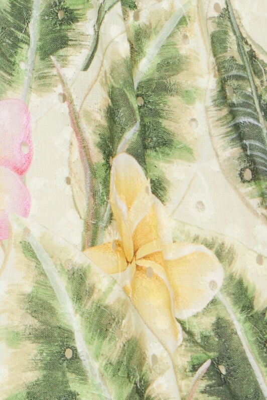 JU Broderie Anglaise Dress With Leaf And Flower Print JU Broderie Anglaise Dress With Leaf And Flower Print Light green UJT110-ELO38