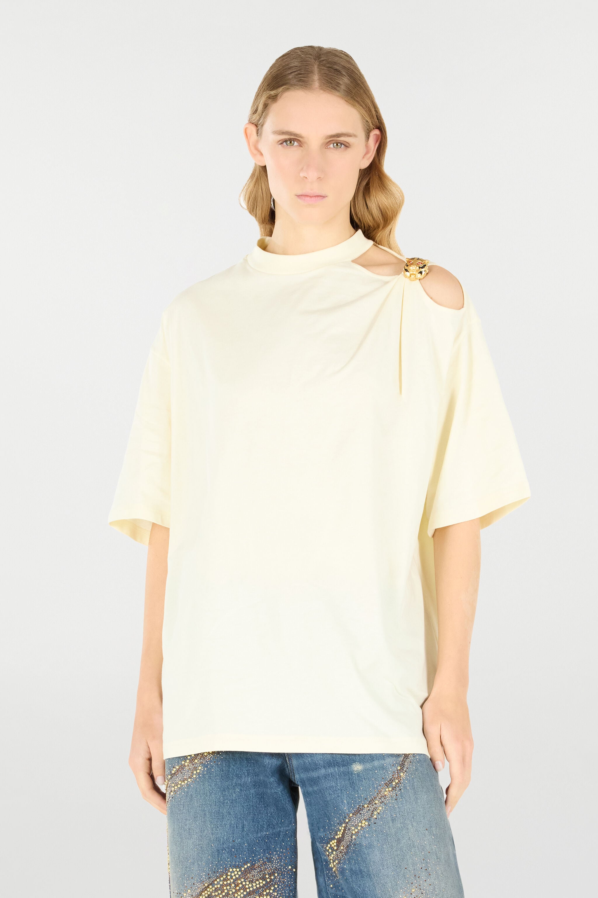 RC T-Shirt With Cut-Out And Tiger Head RC T-Shirt With Cut-Out And Tiger Head Ivory UKT63A-JD030