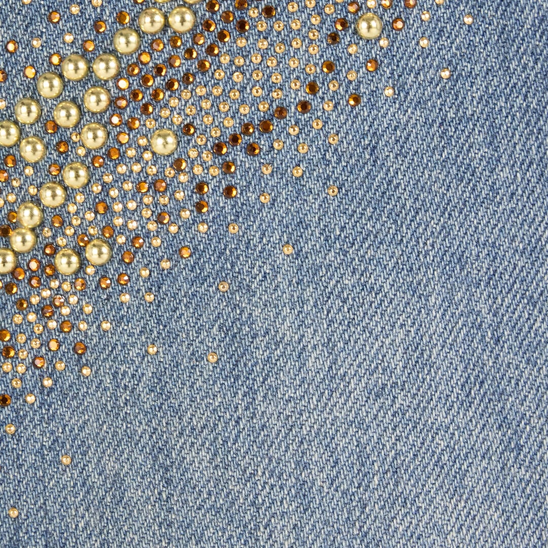 RC Jeans With Rhinestoned Zebra Pattern Blue UKJ225-VT007
