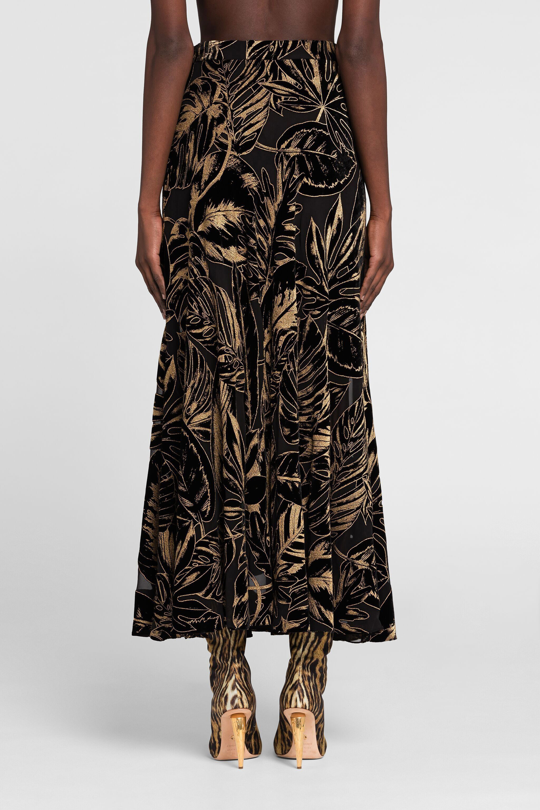 RC Leaf Velvet-Devoré Skirt RC Leaf Velvet-Devoré Skirt NERO/ORO PKT308-VL066