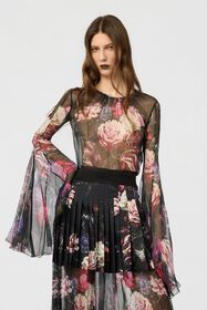 RC Silk Shirt With Fiammingo Flowers Print BLACK/PINK XWT706-CKT77