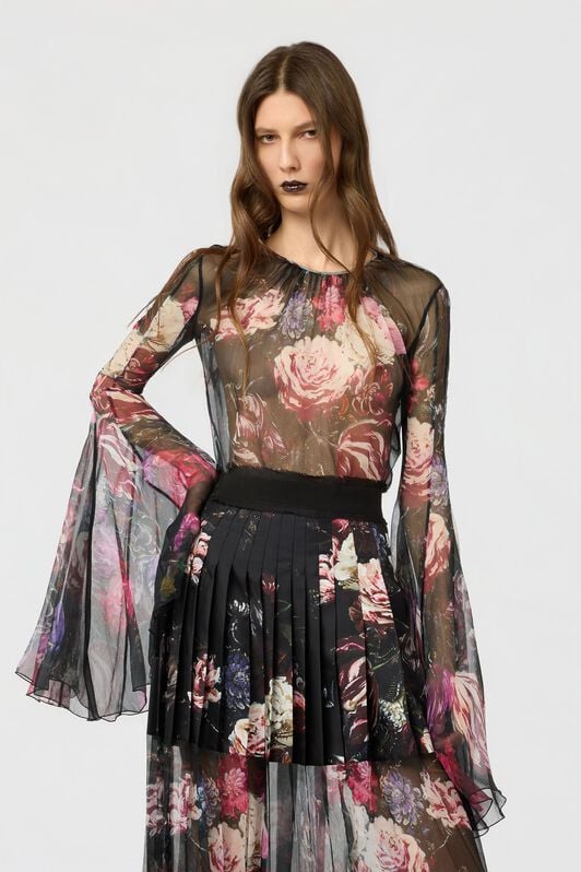 RC Camicia In Seta Stampa Fiammingo Flowers RC Camicia In Seta Stampa Fiammingo Flowers BLACK/PINK XWT706-CKT77