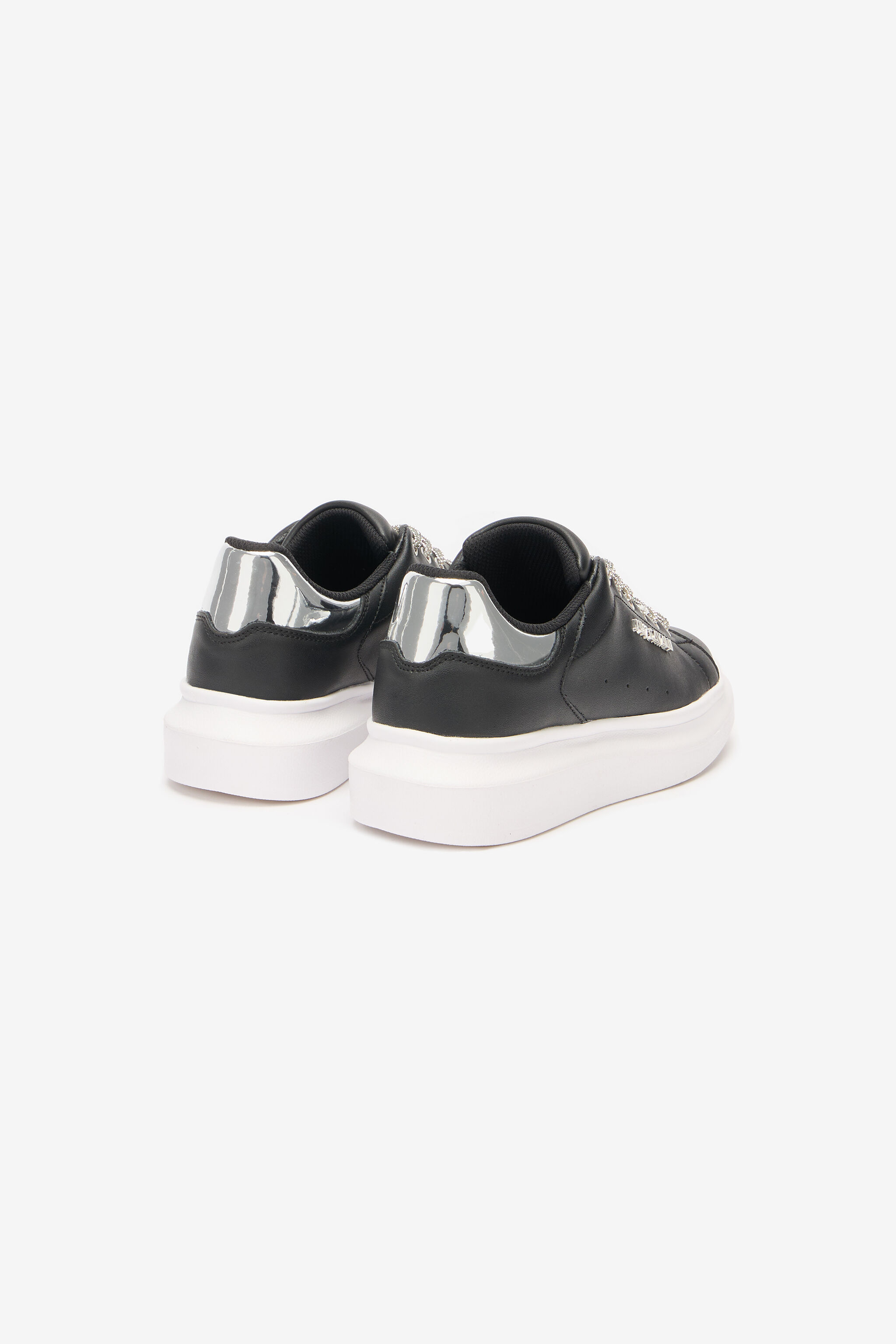 JC Lace-Up Sneakers With Rhinestones JC Lace-Up Sneakers With Rhinestones Black/White UFS030-UF352