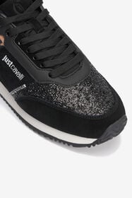 JC Schwarze Sneaker mit Jaguar Skin-Einsatz und Glitzer BLACK VFS088-VF616
