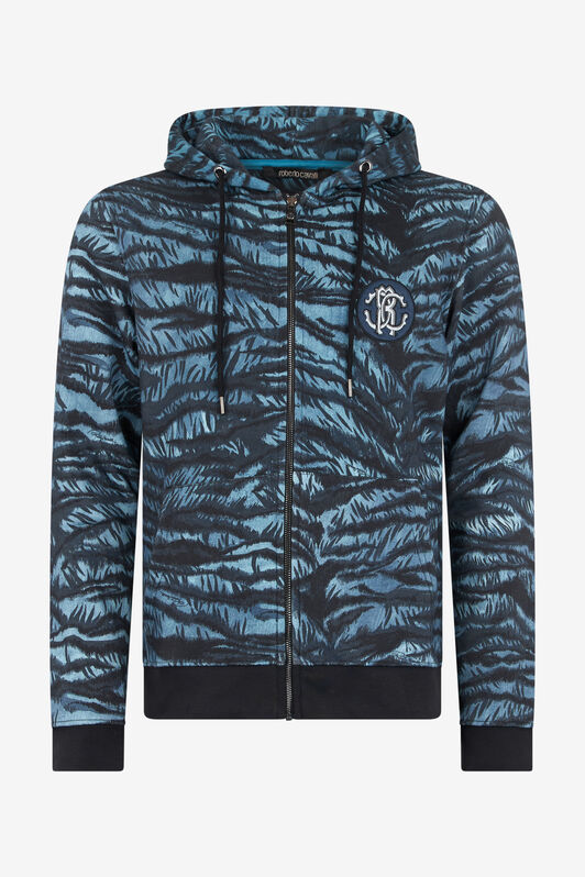 RC Hoodie with Tiger Skin Print BLUE OOT69B-5OO65