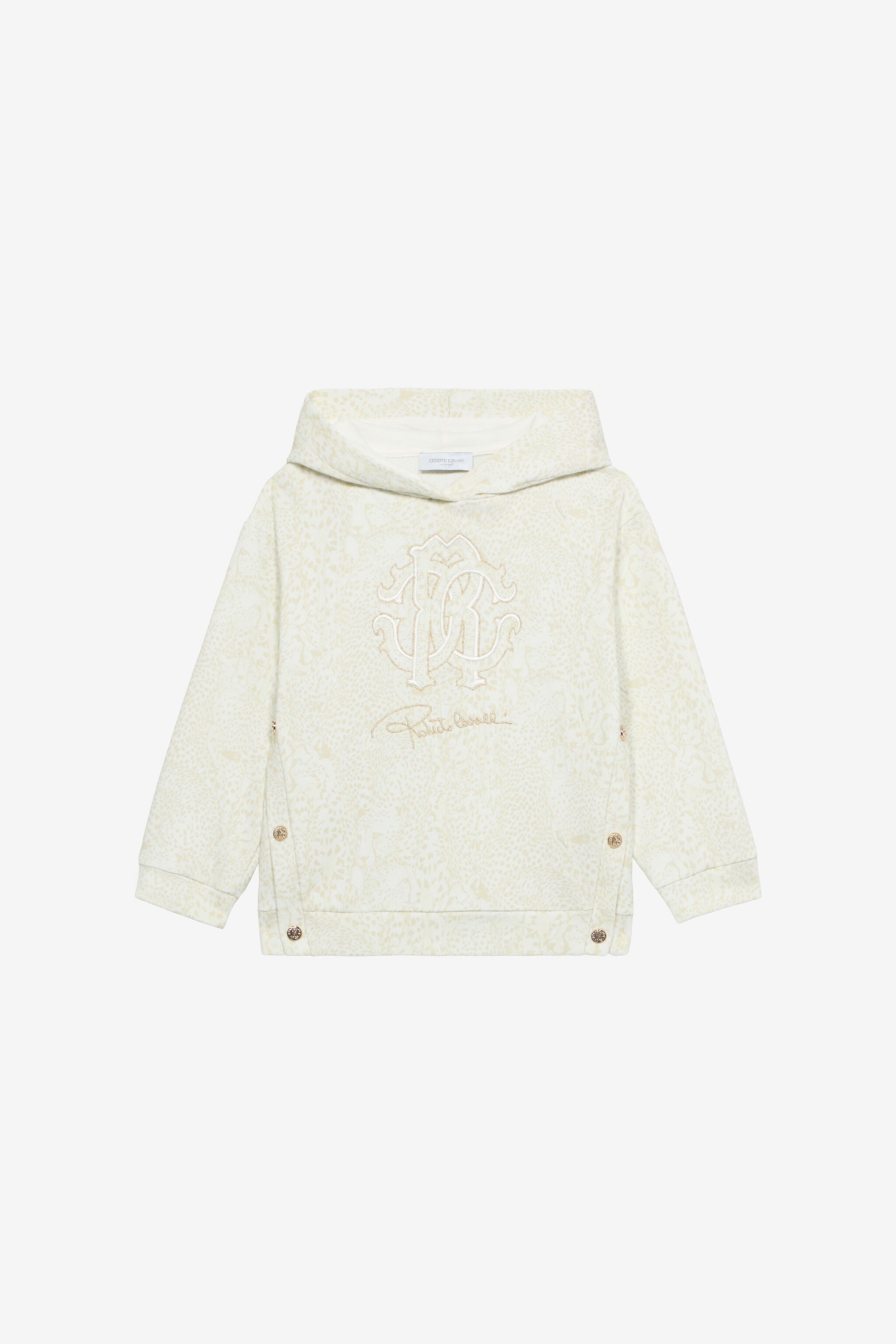 JU Hooded Sweatshirt With Cheetah Print JU Hooded Sweatshirt With Cheetah Print Ivory UJT69G-5OO35