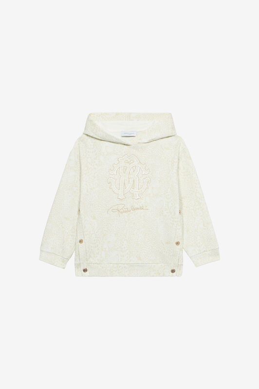 JU Hooded Sweatshirt With Cheetah Print JU Hooded Sweatshirt With Cheetah Print Ivory UJT69G-5OO35