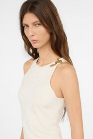 RC White Sleeveless Top with Serpentine Print WHITE WWT602-NLS36