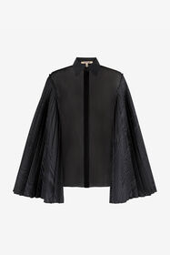 RC Camicia Nera In Seta Con Maniche A Mantella Plissettate Nero QWT703-CC001