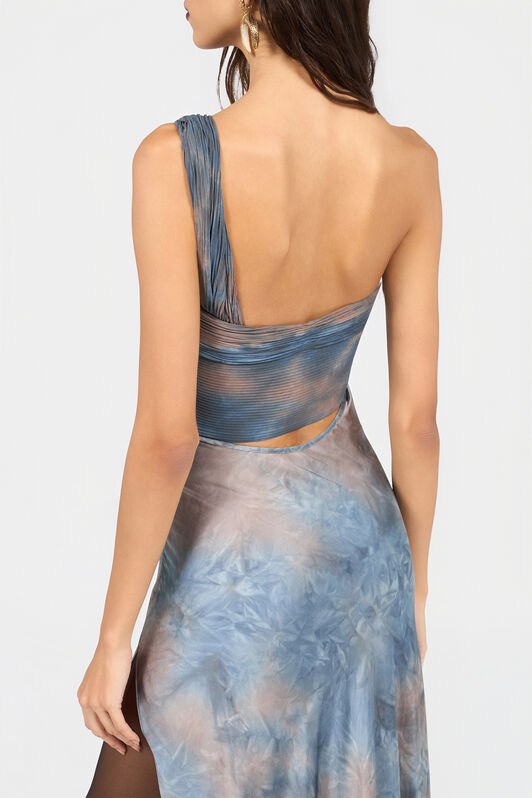 RC Robe Longue Effet Tie-Dye Avec Détail Bijou RC Robe Longue Effet Tie-Dye Avec Détail Bijou MID-BLUE XQT115-RK011