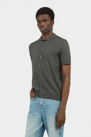 RC Green Knitted Polo Shirt with Monogram RC MILITARY GREEN SOT71D-VI044