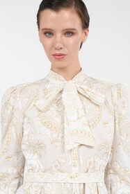 RC Robe courte en soie à motif ornemental White WHITE WQT111-RLR36