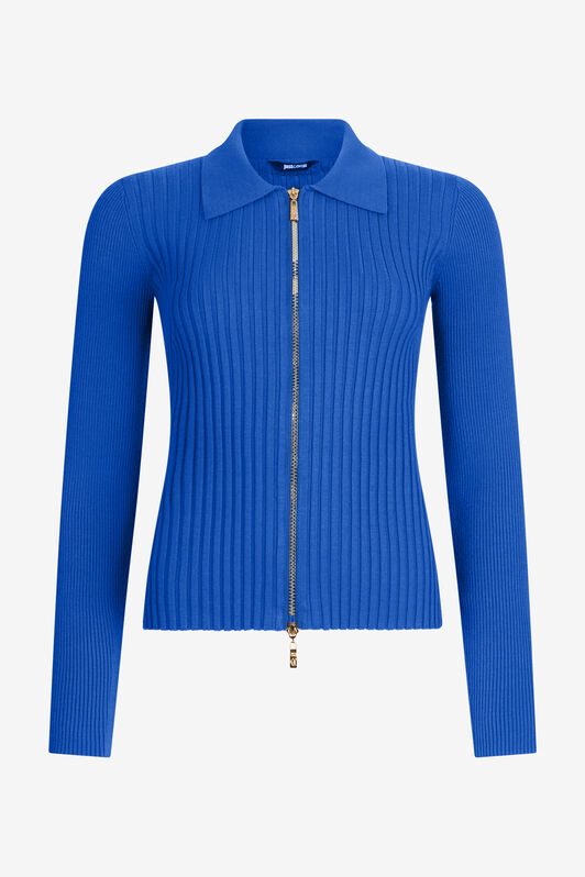 JC Blue Ribbed Zip-Up Sweater JC Blue Ribbed Zip-Up Sweater MAZARINE BLUE VFM037-VF293