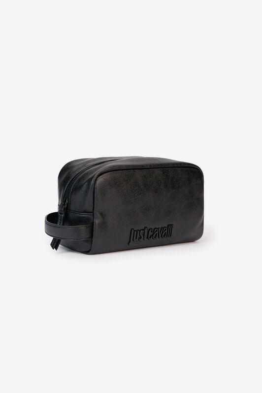 JC Hammered Effect Nécessaire With Logo BLACK VFB004-VF536