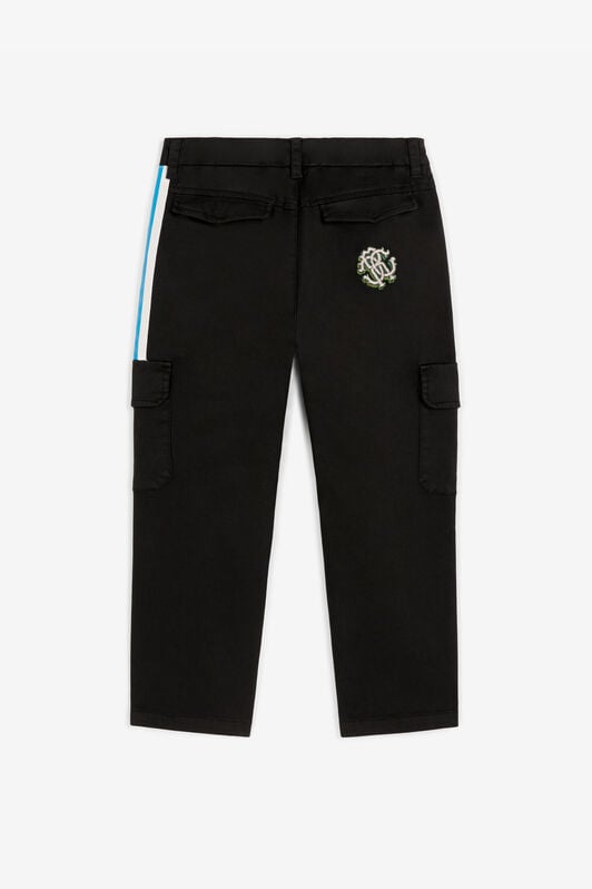 JU RC Monogram-Embroidered Cargo Trousers JU RC Monogram-Embroidered Cargo Trousers Black RJT20P-CE035