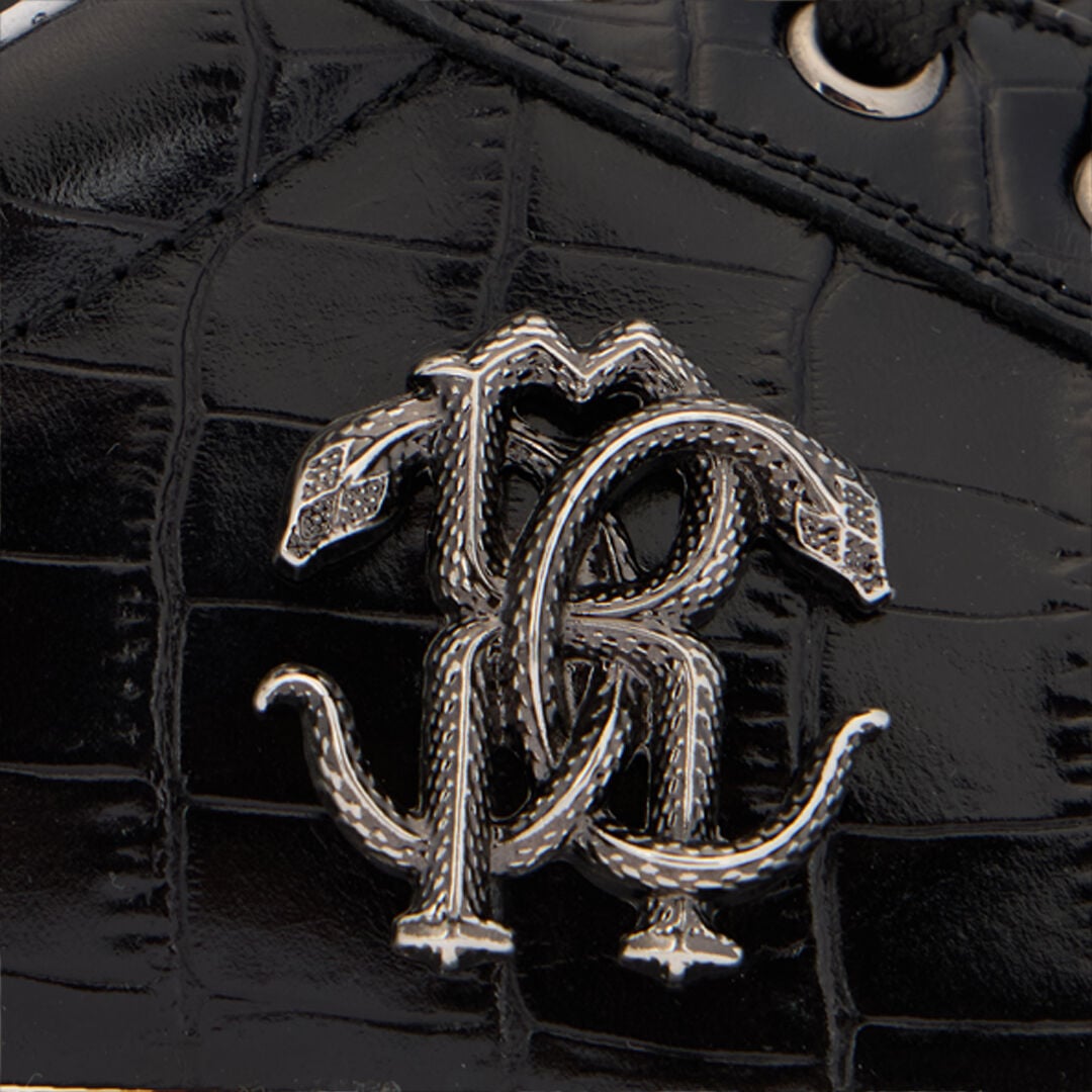 RC Black Croc-Effect Sneaker with Monogram RC RC Black Croc-Effect Sneaker with Monogram RC BLACK QOS00C-PZ577
