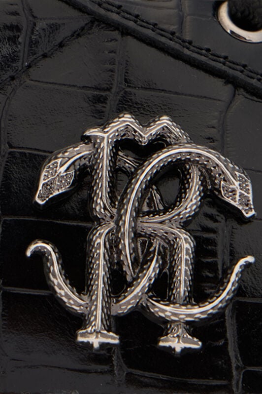 RC Black Croc-Effect Sneaker with Monogram RC RC Black Croc-Effect Sneaker with Monogram RC BLACK QOS00C-PZ577